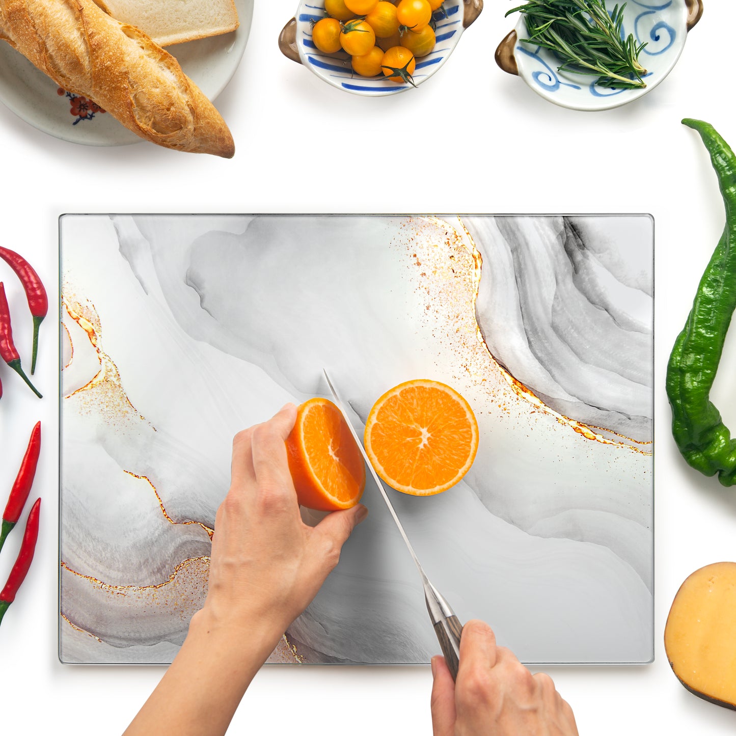 Original Kitchenville™ Glass Chopping / Cutting Board 50x40cm