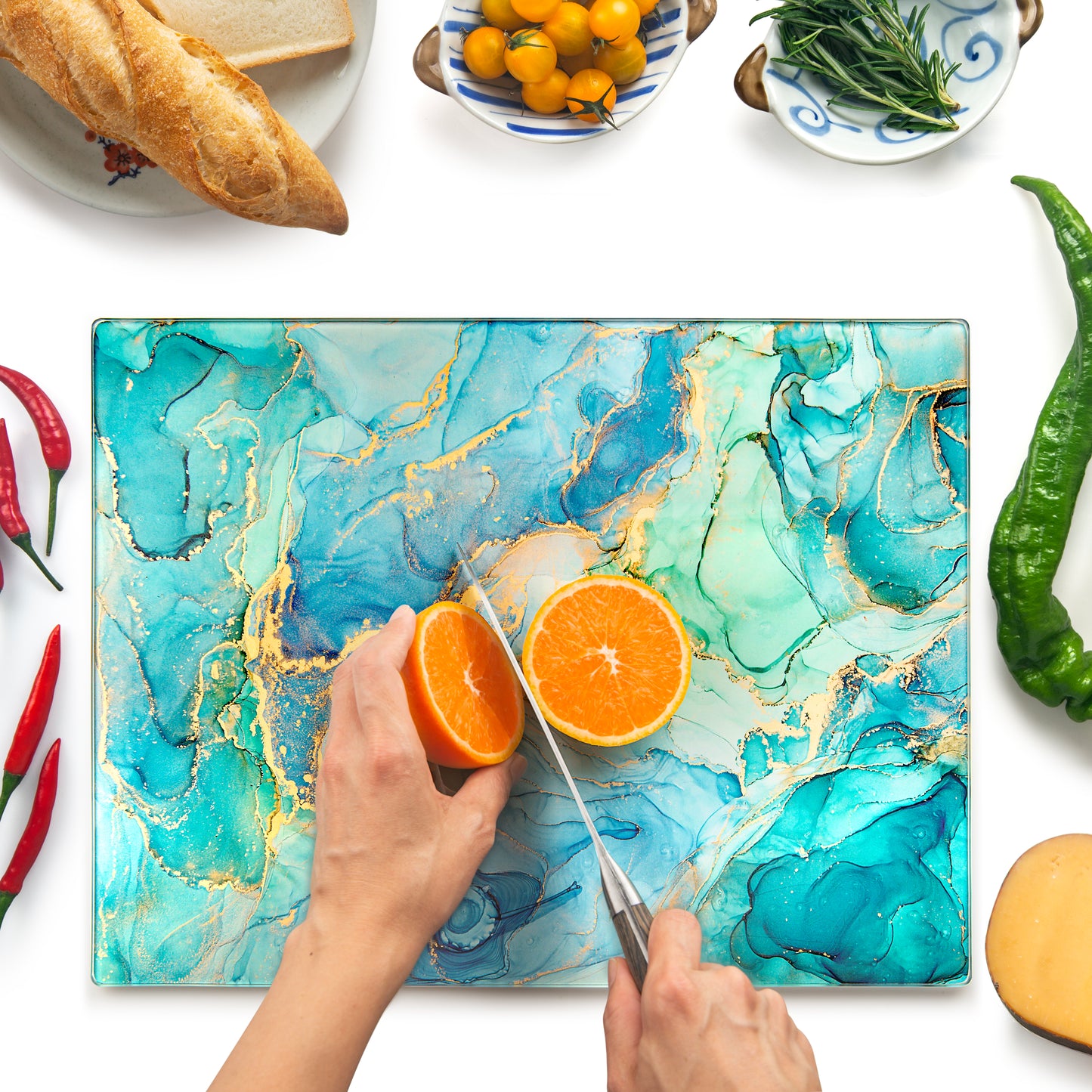 Original Kitchenville™ Glass Chopping / Cutting Board 50x40cm