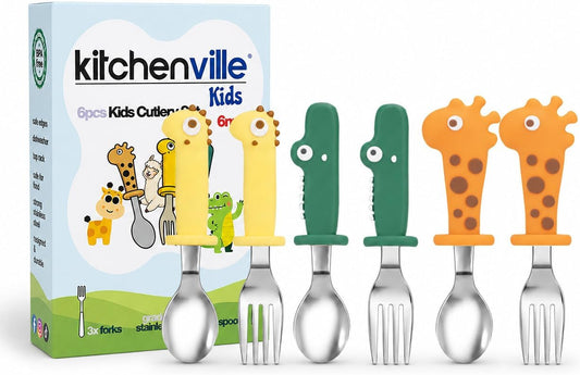 Kids Cutlery Set — 6-piece stainless steel, 3 forks + 3 spoons | Kitchenville